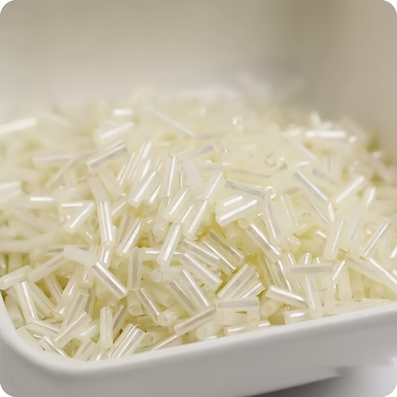 360pcs Cream Colored Glass Tube Beads for DIY Jewelry Making